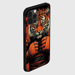Чехол для iPhone 12 Pro Max Муай-Тай тигр в стойке боевые искусства, цвет: 3D-черный — фото 2