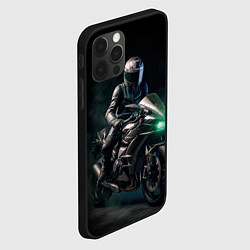 Чехол для iPhone 12 Pro Max Мотоциклист ночью, цвет: 3D-черный — фото 2