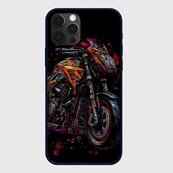 Чехол iPhone 12 Pro Max Темный мотоцикл на черном фоне