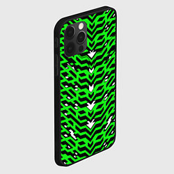 Чехол для iPhone 12 Pro Max Агрессивный зелёный паттерн, цвет: 3D-черный — фото 2