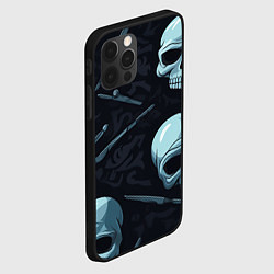 Чехол для iPhone 12 Pro Max Черепа и ножи, цвет: 3D-черный — фото 2