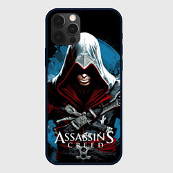 Чехол iPhone 12 Pro Max Assassins creed темный синий фон