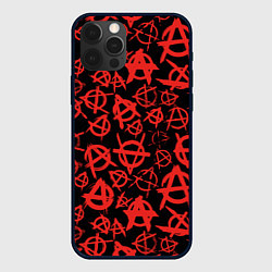 Чехол для iPhone 12 Pro Max Узор анархия красный, цвет: 3D-черный