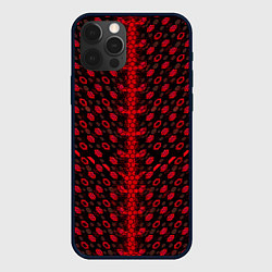 Чехол для iPhone 12 Pro Max Красные киберпанк ячейки на белом фоне, цвет: 3D-черный