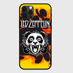 Чехол iPhone 12 Pro Max Led Zeppelin рок панда и огонь