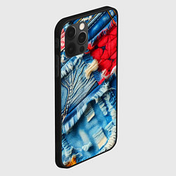 Чехол для iPhone 12 Pro Max Авангардный джинсовый пэчворк - нейросеть, цвет: 3D-черный — фото 2