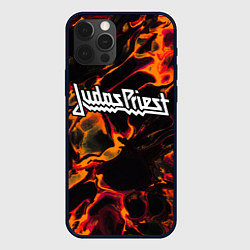 Чехол для iPhone 12 Pro Max Judas Priest red lava, цвет: 3D-черный