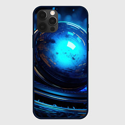 Чехол для iPhone 12 Pro Max Кислотная синяя яркая неоновая абстракция, цвет: 3D-черный