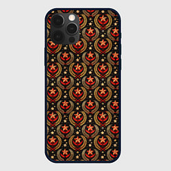 Чехол iPhone 12 Pro Max Паттерн СССР черный фон