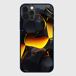 Чехол iPhone 12 Pro Max Разлом черных плит и оранжевая лава