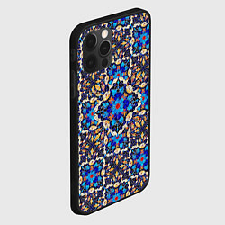 Чехол для iPhone 12 Pro Max Мозаичный цветочный узор на черном фоне, цвет: 3D-черный — фото 2