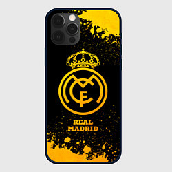 Чехол для iPhone 12 Pro Max Real Madrid - gold gradient, цвет: 3D-черный