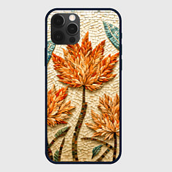 Чехол для iPhone 12 Pro Max Мозаика осенняя листва в теплых тонах, цвет: 3D-черный