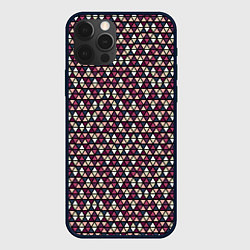 Чехол для iPhone 12 Pro Max Тёмно-красный геометричный треугольники, цвет: 3D-черный