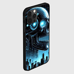 Чехол для iPhone 12 Pro Max Cyberpunk skull - metropolis neon glow, цвет: 3D-черный — фото 2