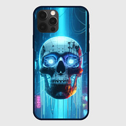 Чехол iPhone 12 Pro Max Cyber skull - neon glow ai art