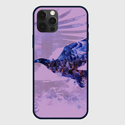 Чехол для iPhone 12 Pro Max Летящий орел и ночной город двойная экспозиция, цвет: 3D-черный