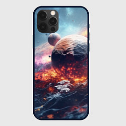 Чехол для iPhone 12 Pro Max Космическое столкновение планет, цвет: 3D-черный