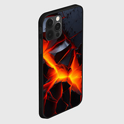 Чехол для iPhone 12 Pro Max Камни в разломе красный свет, цвет: 3D-черный — фото 2