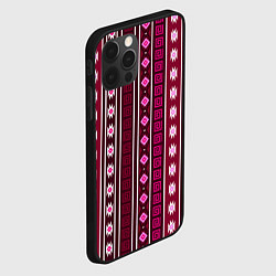 Чехол для iPhone 12 Pro Max Темно-розовый вертикальный этнический узор, цвет: 3D-черный — фото 2