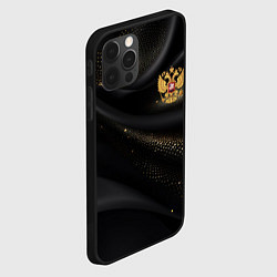 Чехол для iPhone 12 Pro Max Золотой герб России на черно-золотой текстуре, цвет: 3D-черный — фото 2