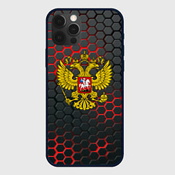 Чехол iPhone 12 Pro Max Герб РФ соты броня