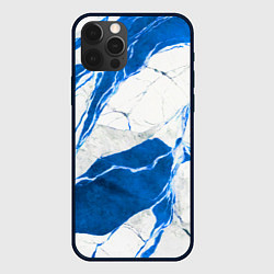 Чехол для iPhone 12 Pro Max Бело-синий мрамор, цвет: 3D-черный