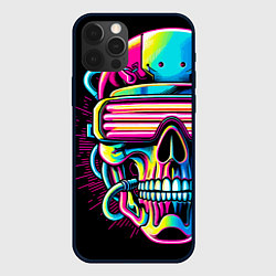 Чехол для iPhone 12 Pro Max Cyber skull - ai art neon, цвет: 3D-черный