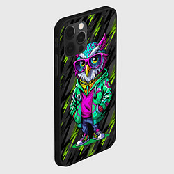 Чехол для iPhone 12 Pro Max Модная сова и зеленые молнии, цвет: 3D-черный — фото 2