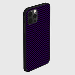 Чехол для iPhone 12 Pro Max Чёрно-фиолетовый ломаные полосы, цвет: 3D-черный — фото 2