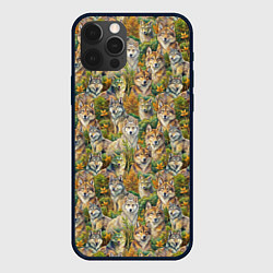 Чехол для iPhone 12 Pro Max Паттерн волчьих морд, цвет: 3D-черный