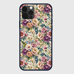 Чехол для iPhone 12 Pro Max Нежные цветочные мотивы паттерны, цвет: 3D-черный