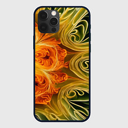 Чехол для iPhone 12 Pro Max Зелено-оранжевый фрактал, цвет: 3D-черный