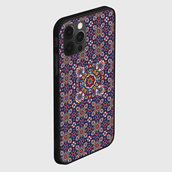 Чехол для iPhone 12 Pro Max Изящный славянский узор-паттерн с цветами, цвет: 3D-черный — фото 2