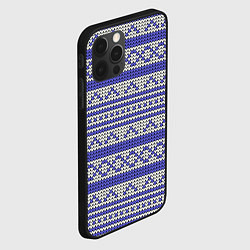 Чехол для iPhone 12 Pro Max Вязанный бело-синий орнамент, цвет: 3D-черный — фото 2