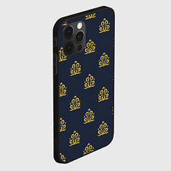 Чехол для iPhone 12 Pro Max Желтый винтажный орнамент на темном синем, цвет: 3D-черный — фото 2