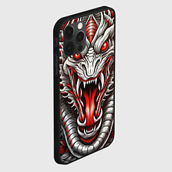 Чехол для iPhone 12 Pro Max Крупная морда змеи красно-белая, цвет: 3D-черный — фото 2