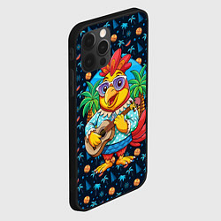 Чехол для iPhone 12 Pro Max Жаркое лето петух играет на гитаре, цвет: 3D-черный — фото 2