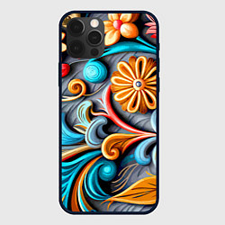 Чехол для iPhone 12 Pro Max Растительный узор - нейросеть, цвет: 3D-черный