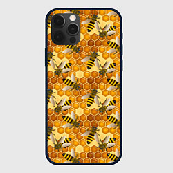 Чехол для iPhone 12 Pro Max Соты со пчелами, цвет: 3D-черный