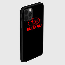 Чехол для iPhone 12 Pro Max Subaru red logo, цвет: 3D-черный — фото 2