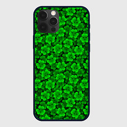 Чехол для iPhone 12 Pro Max Клеверный узор паттерновый, цвет: 3D-черный