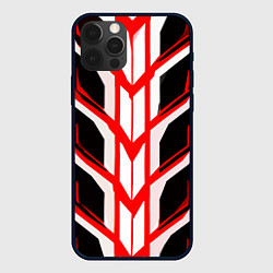 Чехол для iPhone 12 Pro Max Красные полосы на чёрно-белом фоне, цвет: 3D-черный
