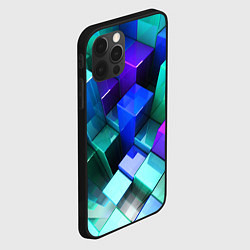 Чехол для iPhone 12 Pro Max Неоновые кубы текстура, цвет: 3D-черный — фото 2