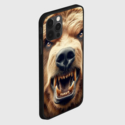Чехол для iPhone 12 Pro Max Морда свирепого русского медведя - нейросеть, цвет: 3D-черный — фото 2