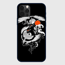 Чехол для iPhone 12 Pro Max Японские журавли - брачный танец, цвет: 3D-черный