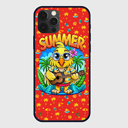 Чехол для iPhone 12 Pro Max Попугай играет на гитаре на острове, цвет: 3D-черный