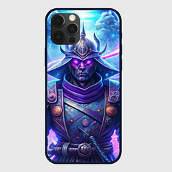 Чехол iPhone 12 Pro Max Самурай ледяной фэнтезийный синий стиль - вьюга