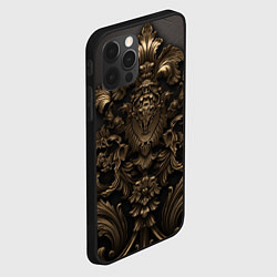 Чехол для iPhone 12 Pro Max Золотистая корона и узоры, цвет: 3D-черный — фото 2