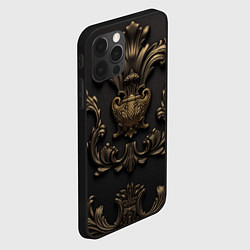 Чехол для iPhone 12 Pro Max Объемные узоры в золоте, цвет: 3D-черный — фото 2